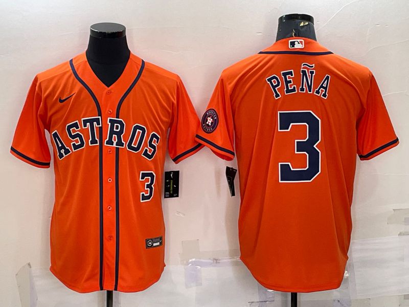 Men Houston Astros #3 Pena Orange Game Nike 2022 MLB Jersey->houston astros->MLB Jersey